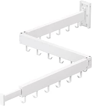 Clothes Drying Rack,Laundry Space Saver Wall Mounted,Retractable,Collapsible(Tri-Fold), White Color 