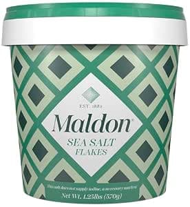 Maldon Salt, Sea Salt Flakes, 20 oz (570 g), Resealable Tub, Kosher, Natural, Handcrafted, Gourmet, 