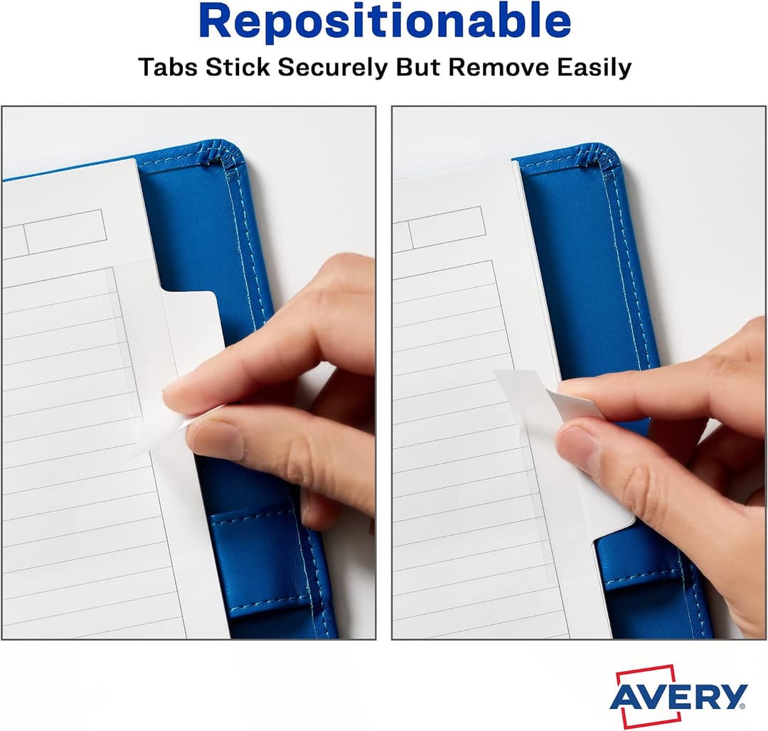 Avery Margin Ultra Tabs, 2.5" x 1", 2-Side Writable, White, 24 Repositionable Page Tabs (74789)