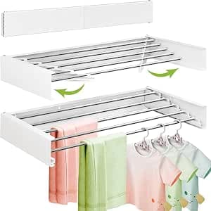 Wall Mounted Clothes Drying Rack 32 inches,Foldbale Laundry Drying Rack Wall Mount,Drying Rack Cloth