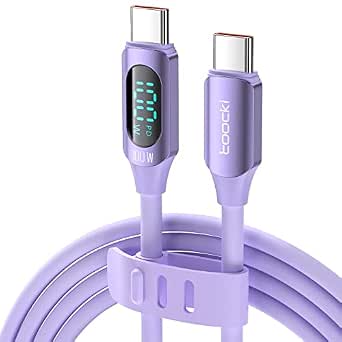 100W USB C to USB C Cable 5A 6.6FT Type C to Type C Cable with LED Display Silicones USB C Charger C