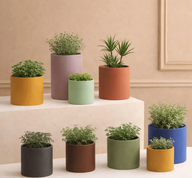 Matte Ceramic Planter with Drainage Saucer